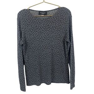 American Vintage Sadimara Sport Made in USA‎ Gray Slinky Leopard Top Size Large